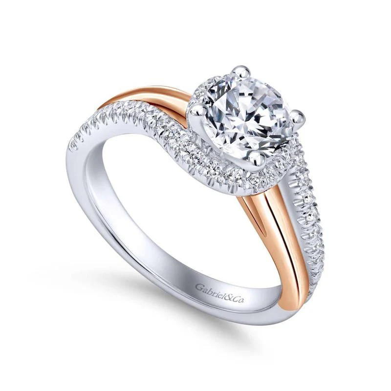 Gabriel & Co. 14k Two Tone Gold Contemporary Bypass Engagement Ring - Image 3