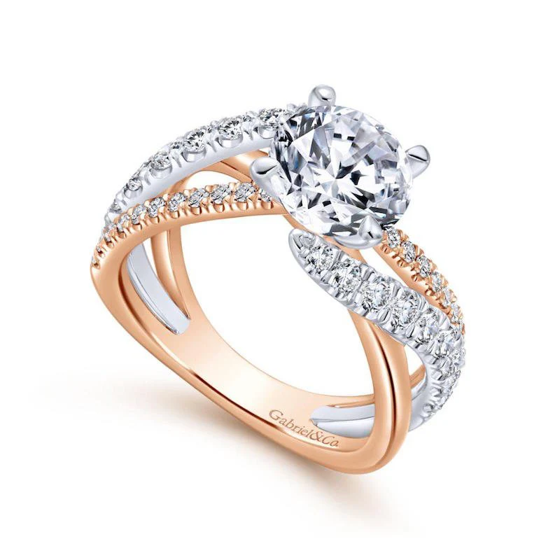 Gabriel & Co. 14k Two Tone Gold Contemporary Free Form Engagement Ring - Image 3