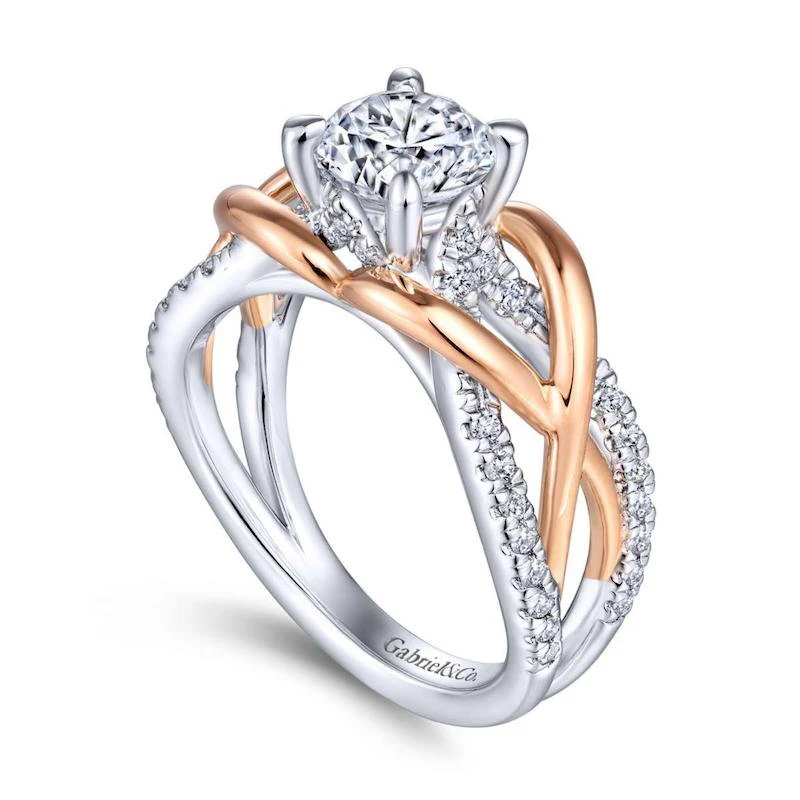 Gabriel & Co. 14k Two Tone Gold Contemporary Twisted Engagement Ring - Image 3