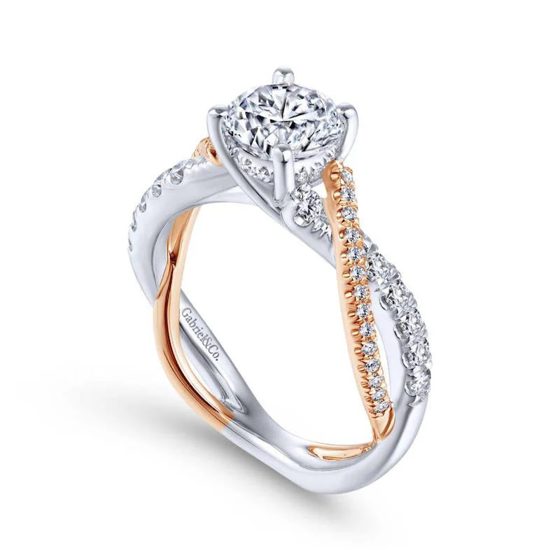 Gabriel & Co. 14k Two Tone Gold Contemporary Twisted Engagement Ring - Image 3