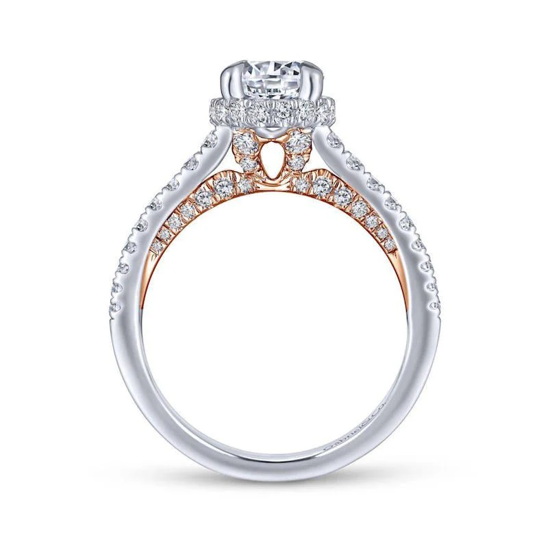 Gabriel & Co. 14k Two Tone Gold Crown Straight Engagement Ring - Image 2