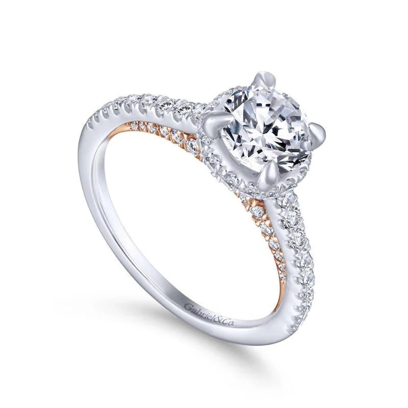 Gabriel & Co. 14k Two Tone Gold Crown Straight Engagement Ring - Image 3