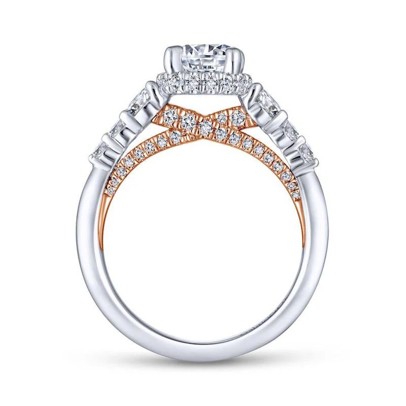 Gabriel & Co. 14k Two Tone Gold Crown Straight Engagement Ring - Image 2