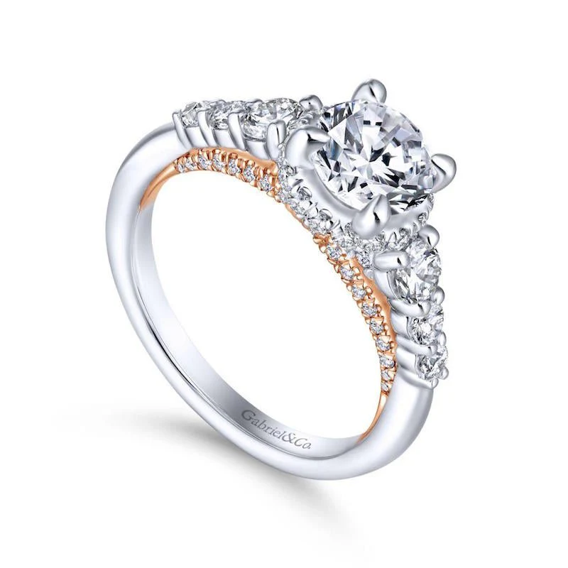 Gabriel & Co. 14k Two Tone Gold Crown Straight Engagement Ring - Image 3