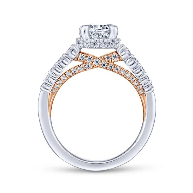 Gabriel & Co. 14k Two Tone Gold Crown Straight Engagement Ring - Image 2