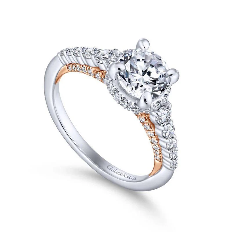 Gabriel & Co. 14k Two Tone Gold Crown Straight Engagement Ring - Image 3