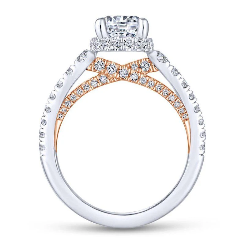 Gabriel & Co. 14k Two Tone Gold Crown Straight Engagement Ring - Image 2