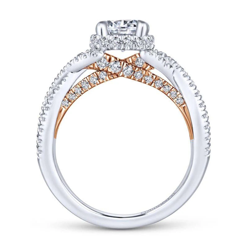 Gabriel & Co. 14k Two Tone Gold Crown Twisted Engagement Ring - Image 2
