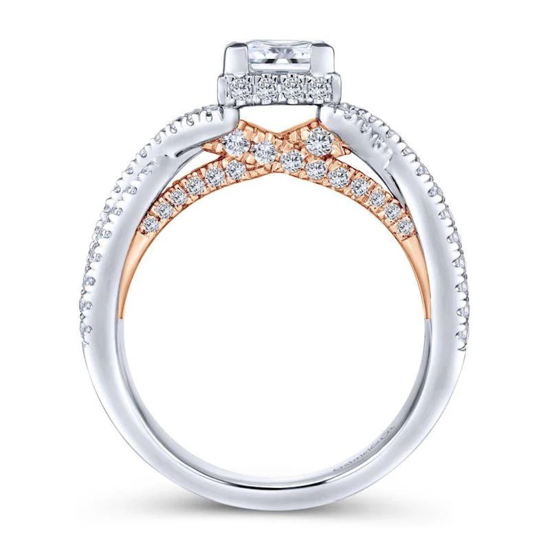 Gabriel & Co. 14k Two Tone Gold Crown Twisted Engagement Ring - Image 2