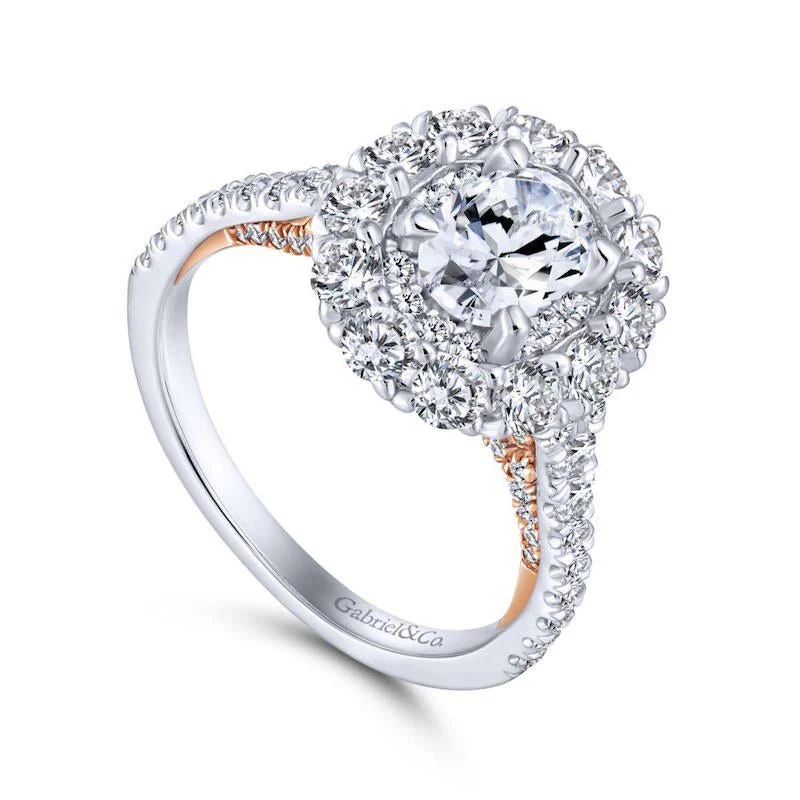 Gabriel & Co. 14k Two Tone Gold Embrace Double Halo Engagement Ring - Image 3