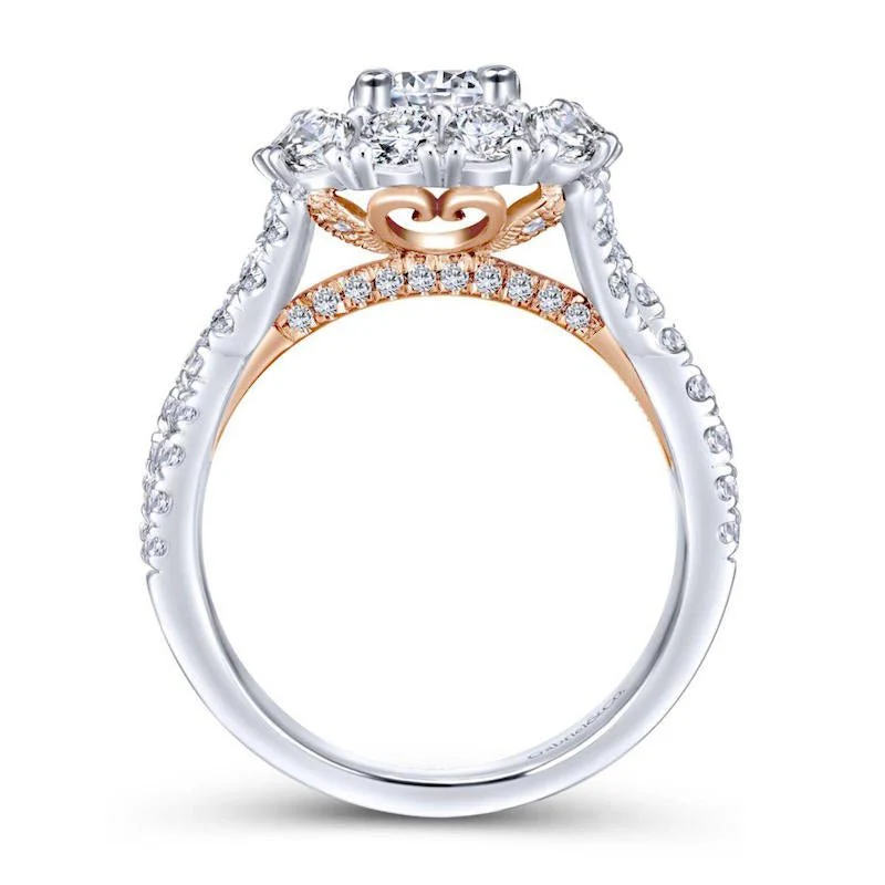 Gabriel & Co. 14k Two Tone Gold Embrace Double Halo Engagement Ring - Image 2