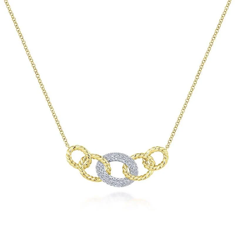 Gabriel & Co. 14k Two Tone Gold Hampton Diamond Necklace