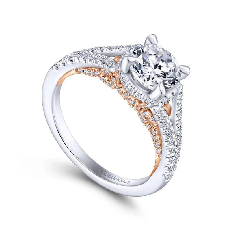 Gabriel & Co. 14k Two Tone Gold Infinity Split Shank Engagement Ring - Image 3