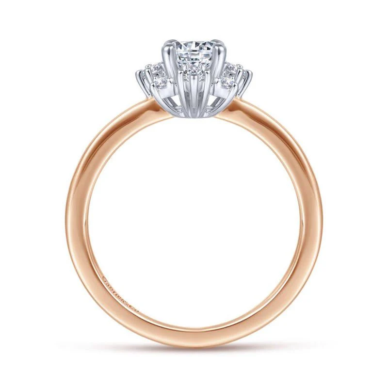 Gabriel & Co. 14k Two Tone Gold Starlight Halo Engagement Ring - Image 2