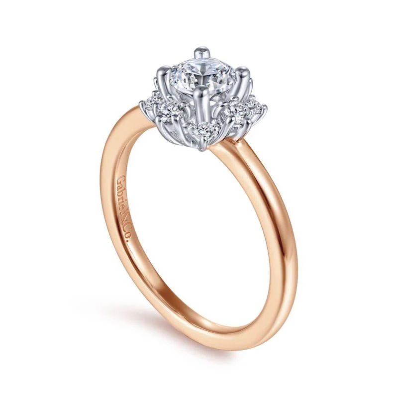 Gabriel & Co. 14k Two Tone Gold Starlight Halo Engagement Ring - Image 3