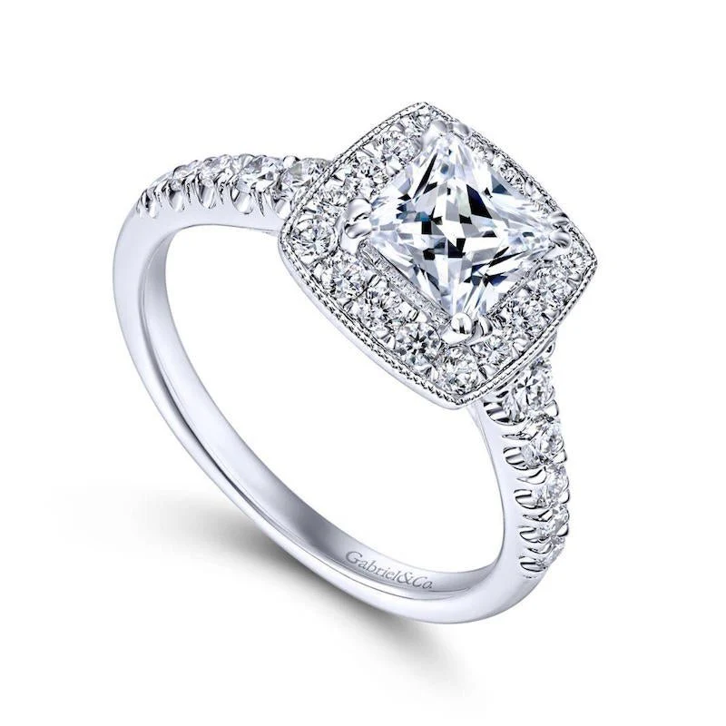 Gabriel & Co. 14k Two Tone Gold Victorian Halo Engagement Ring - Image 3