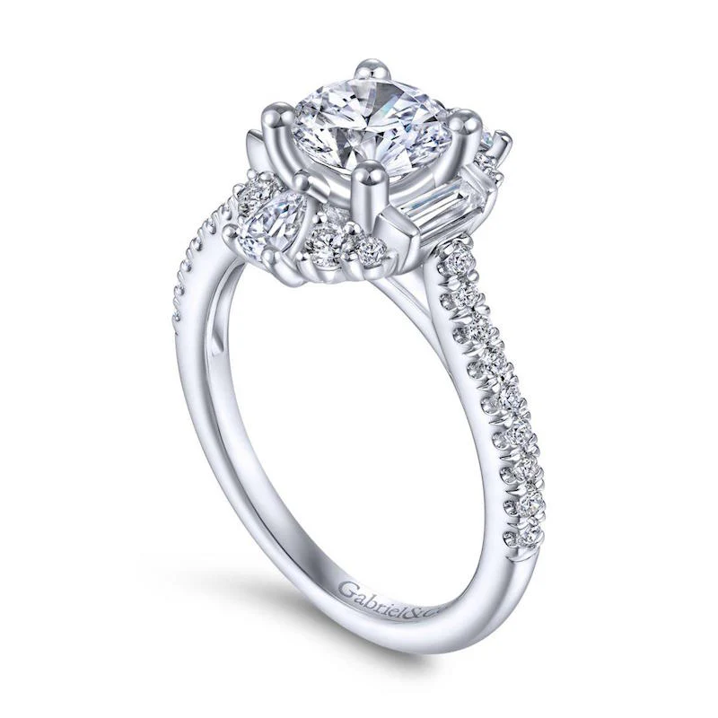 Gabriel & Co. 14k White Gold Art Deco Halo Engagement Ring - Image 3