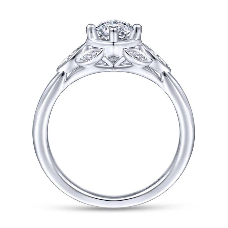Gabriel & Co. 14k White Gold Art Deco Straight Engagement Ring - Image 2