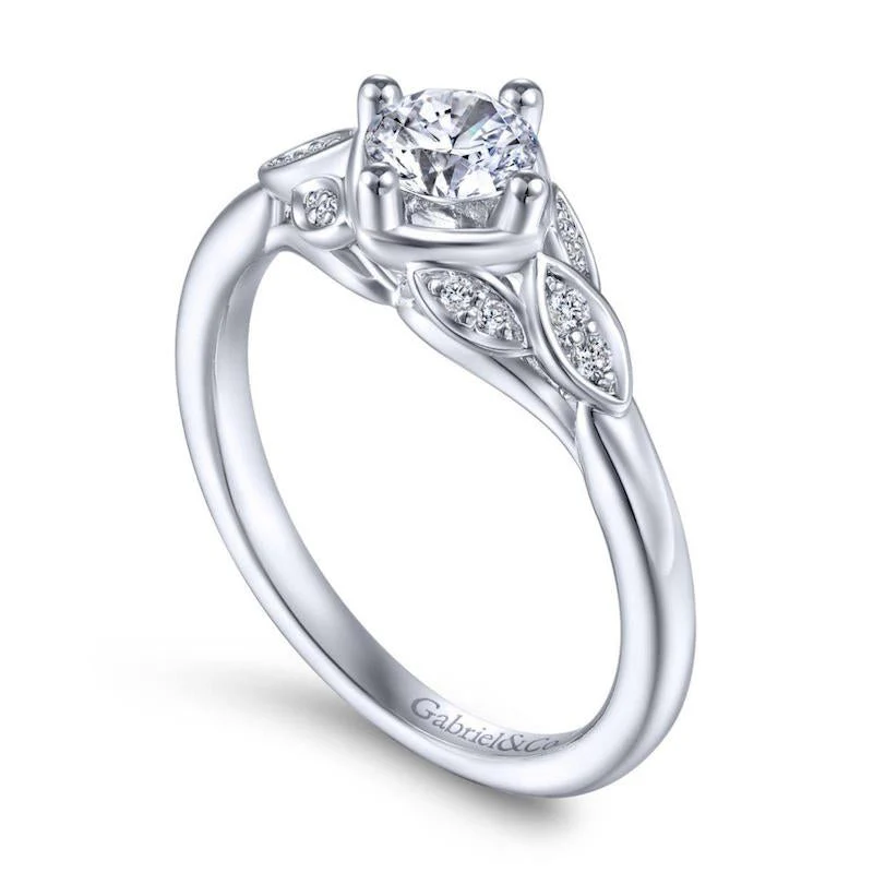 Gabriel & Co. 14k White Gold Art Deco Straight Engagement Ring - Image 3