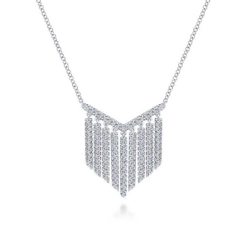 Gabriel & Co. 14k White Gold Art Moderne Diamond Bar Necklace
