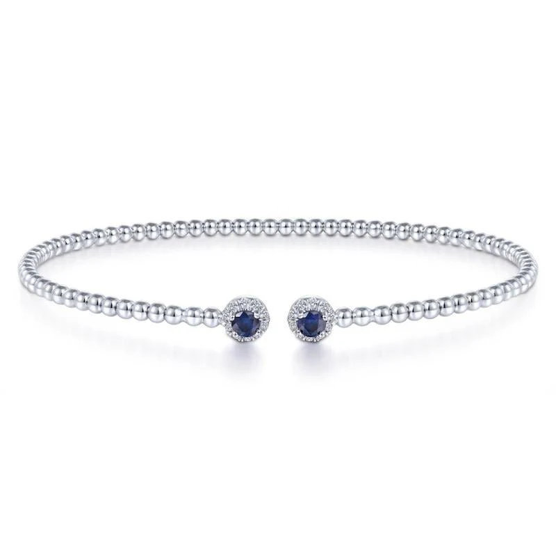Gabriel & Co. 14k White Gold Bujukan Gemstone & Diamond Bangle Bracelet