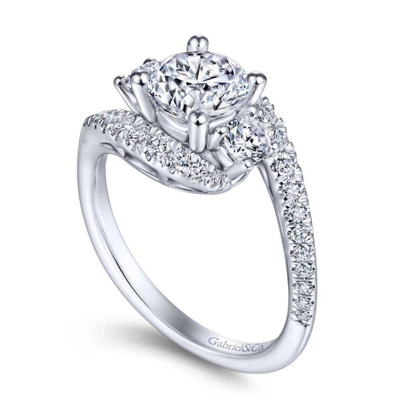 Gabriel & Co. 14k White Gold Contemporary 3 Stone Engagement Ring - Image 3