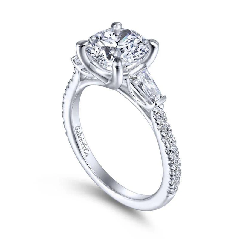 Gabriel & Co. 14k White Gold Contemporary 3 Stone Engagement Ring - Image 3