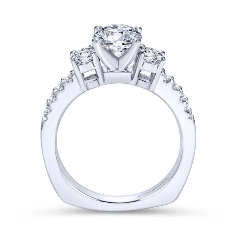 Gabriel & Co. 14k White Gold Contemporary 3 Stone Engagement Ring - Image 2