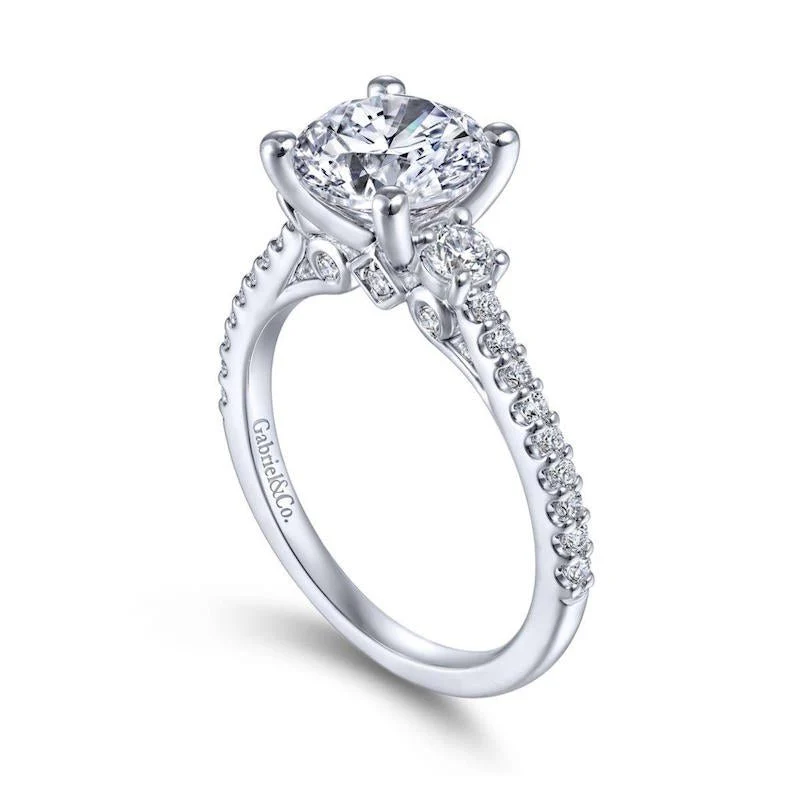 Gabriel & Co. 14k White Gold Contemporary 3 Stone Engagement Ring - Image 3