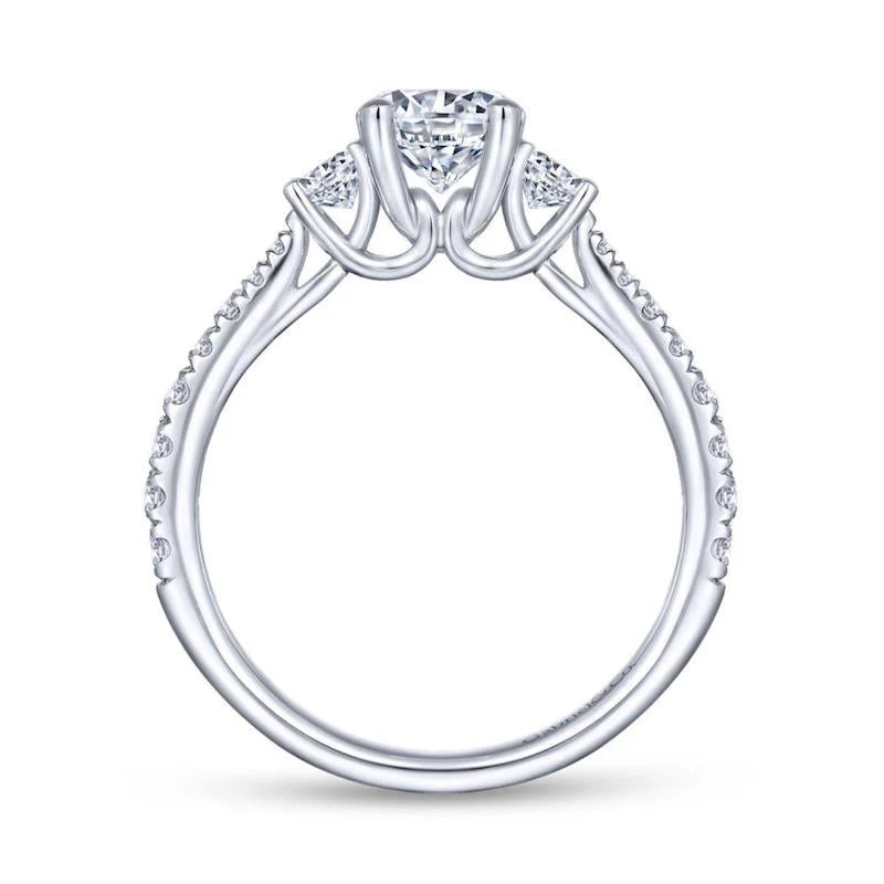 Gabriel & Co. 14k White Gold Contemporary 3 Stone Engagement Ring - Image 2