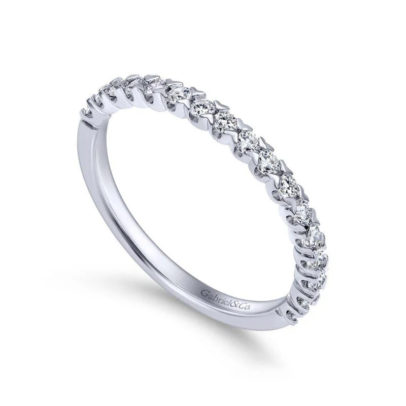 Gabriel & Co. 14k White Gold Contemporary Anniversary Wedding Band - Image 3