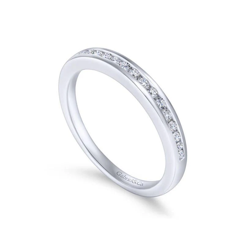 Gabriel & Co. 14k White Gold Contemporary Anniversary Wedding Band - Image 3