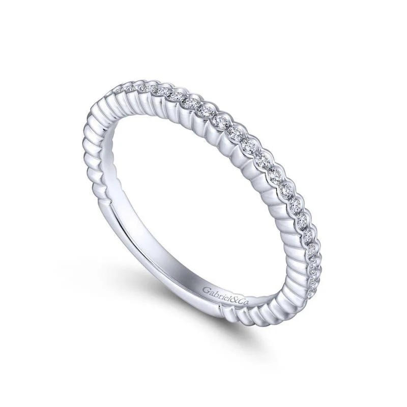 Gabriel & Co. 14k White Gold Contemporary Anniversary Wedding Band - Image 3