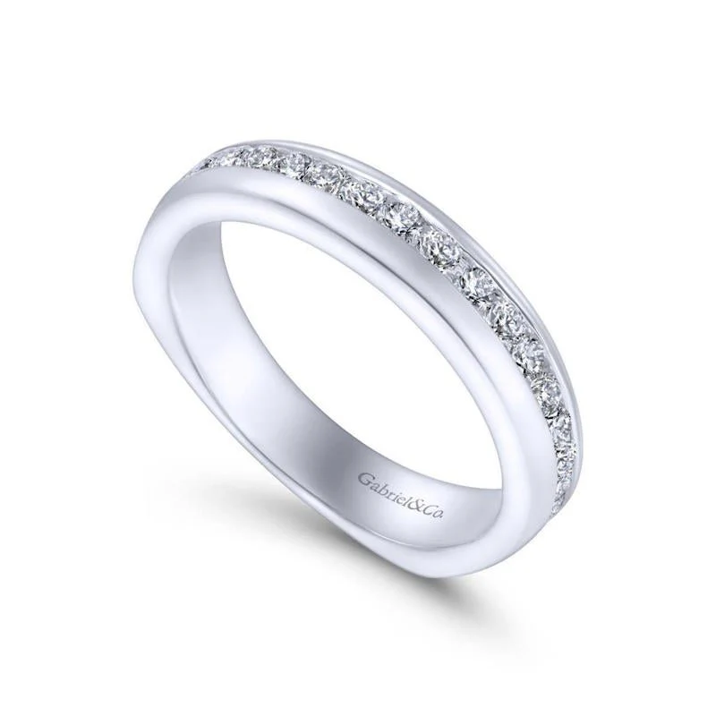 Gabriel & Co. 14k White Gold Contemporary Anniversary Wedding Band - Image 3