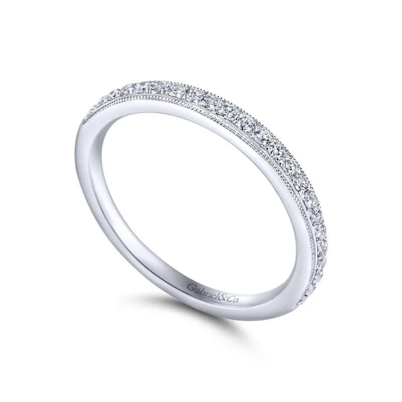Gabriel & Co. 14k White Gold Contemporary Anniversary Wedding Band - Image 3
