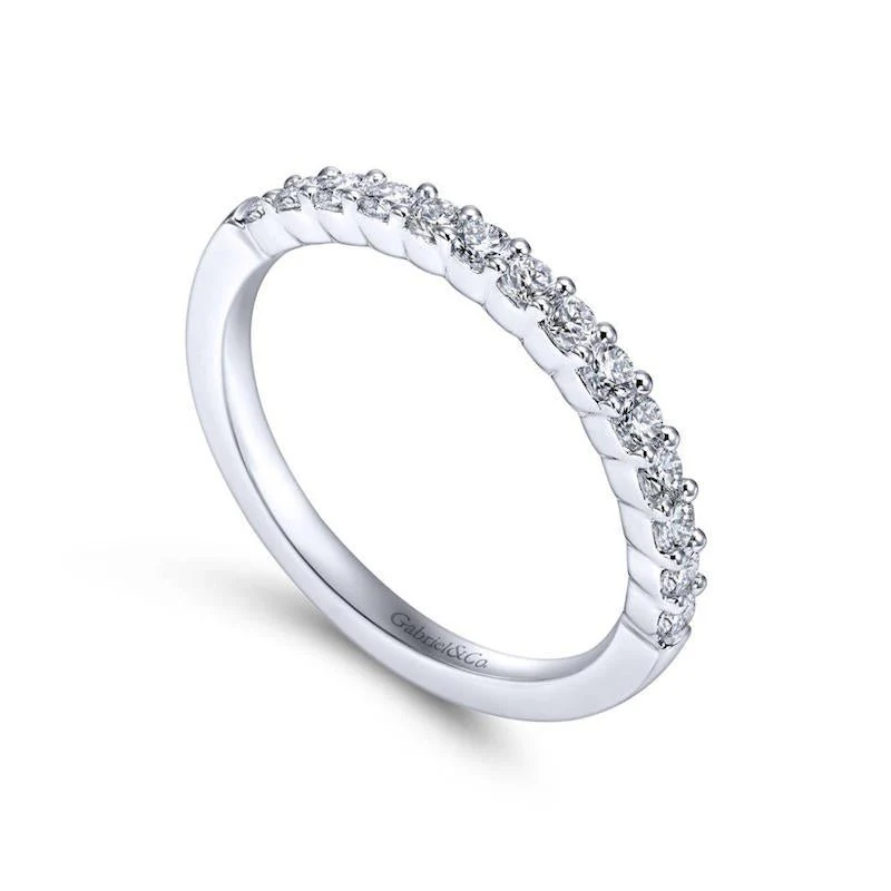Gabriel & Co. 14k White Gold Contemporary Anniversary Wedding Band - Image 3