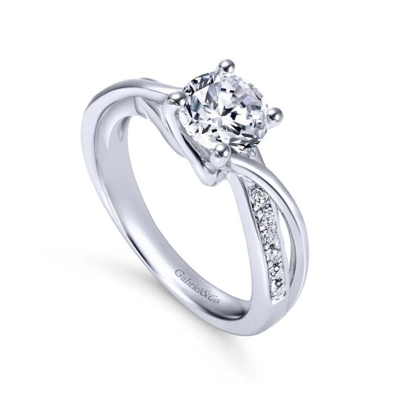 Gabriel & Co. 14k White Gold Contemporary Bypass Engagement Ring - Image 3