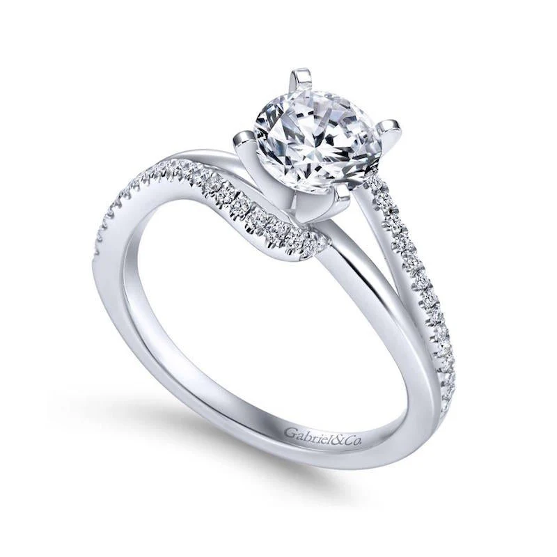 Gabriel & Co. 14k White Gold Contemporary Bypass Engagement Ring - Image 3