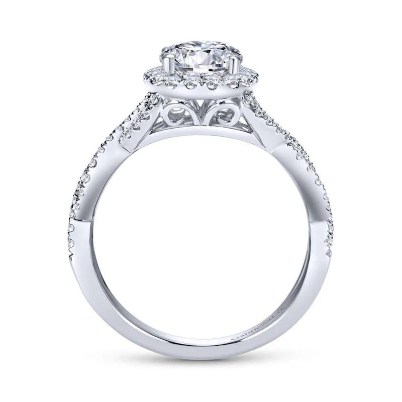 Gabriel & Co. 14k White Gold Contemporary Criss Cross Engagement Ring - Image 2