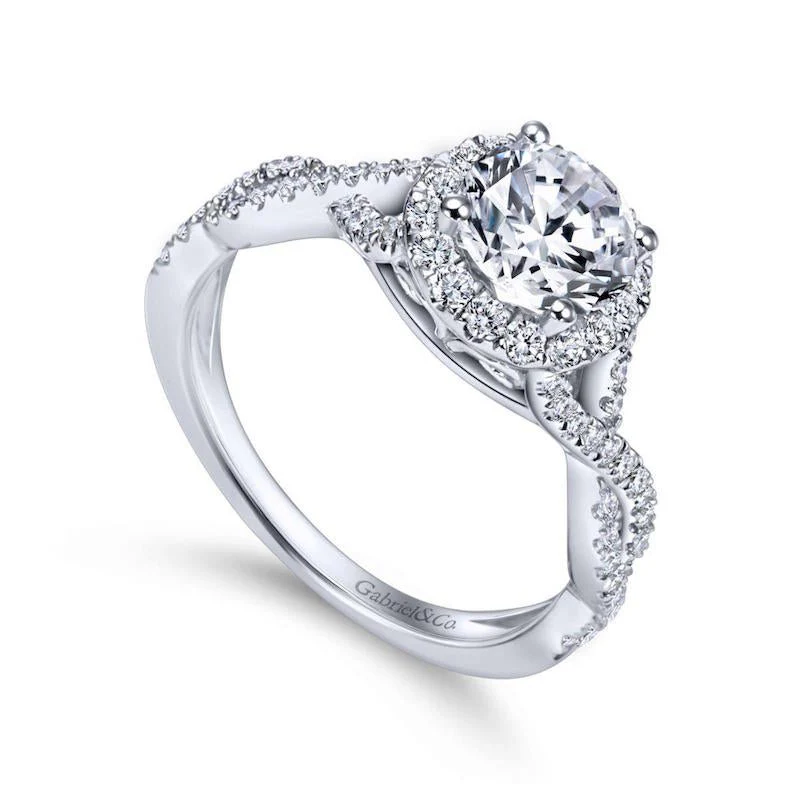Gabriel & Co. 14k White Gold Contemporary Criss Cross Engagement Ring - Image 3