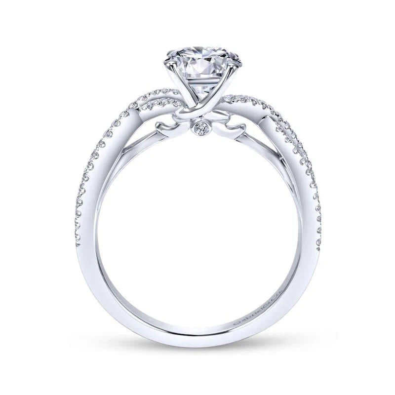 Gabriel & Co. 14k White Gold Contemporary Criss Cross Engagement Ring - Image 2