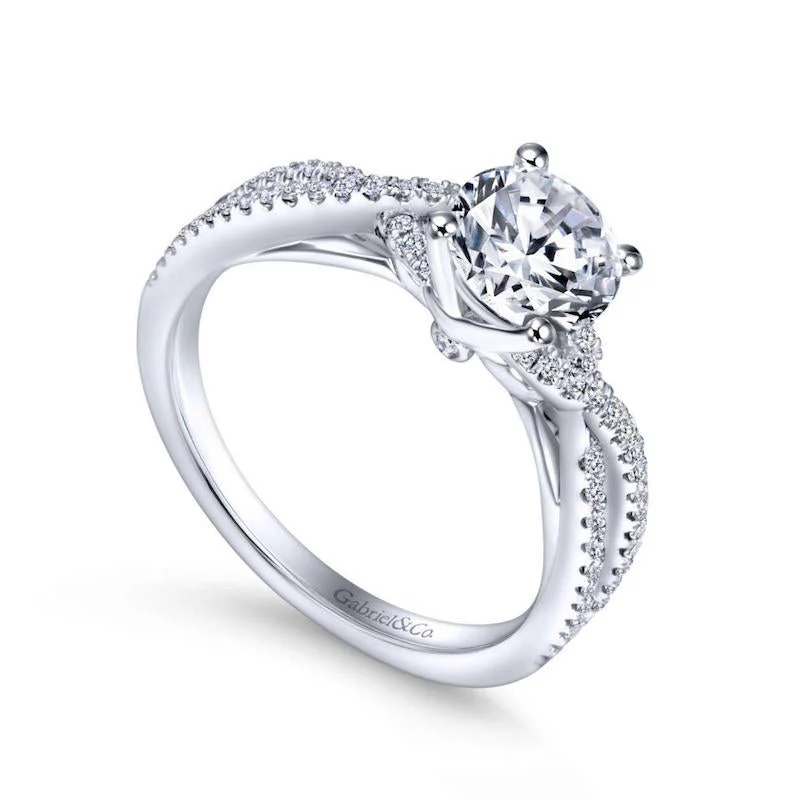 Gabriel & Co. 14k White Gold Contemporary Criss Cross Engagement Ring - Image 3