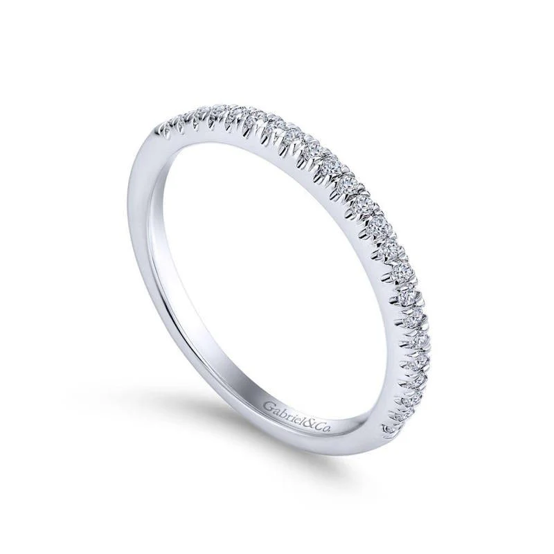 Gabriel & Co. 14k White Gold Contemporary Curved Wedding Band - Image 3