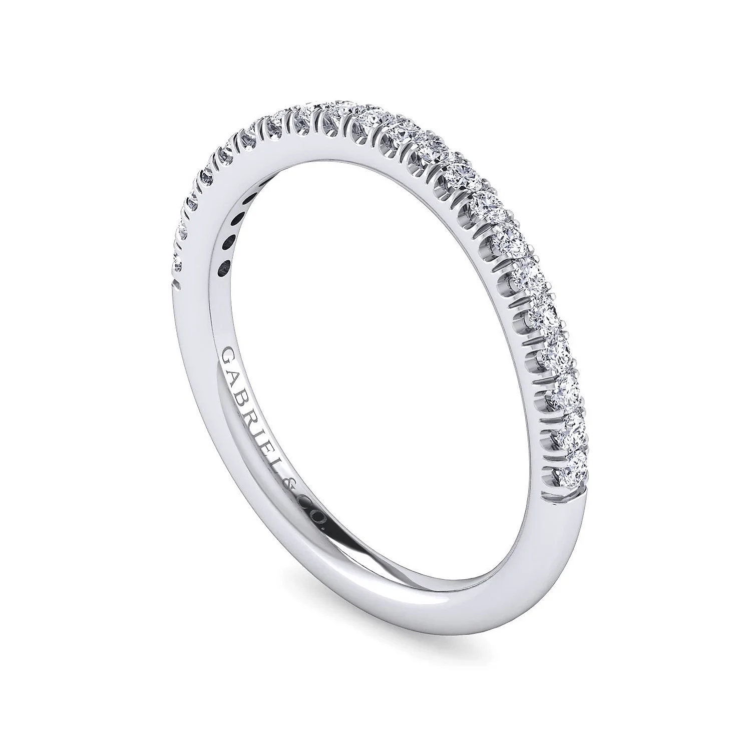 Gabriel & Co. 14k White Gold Contemporary Curved Wedding Band - Image 3
