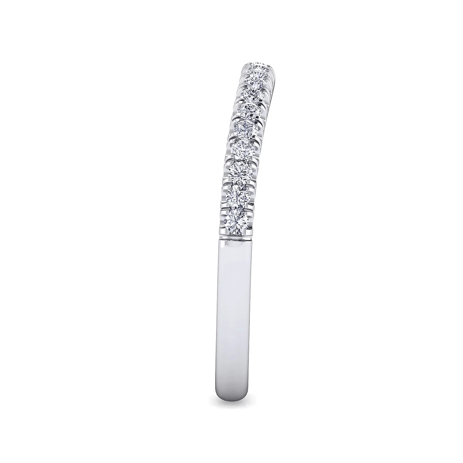 Gabriel & Co. 14k White Gold Contemporary Curved Wedding Band - Image 4