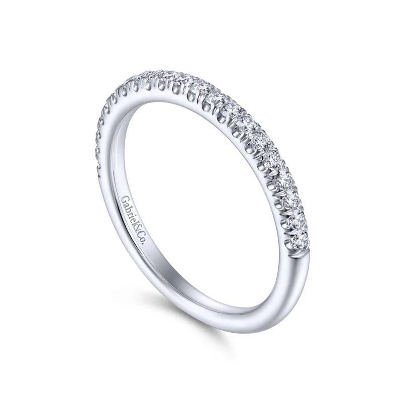 Gabriel & Co. 14k White Gold Contemporary Curved Wedding Band - Image 3