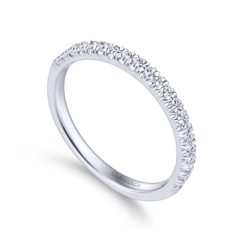Gabriel & Co. 14k White Gold Contemporary Curved Wedding Band - Image 3