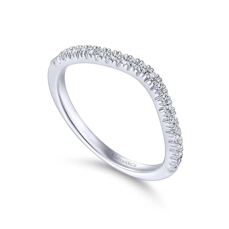 Gabriel & Co. 14k White Gold Contemporary Curved Wedding Band - Image 3