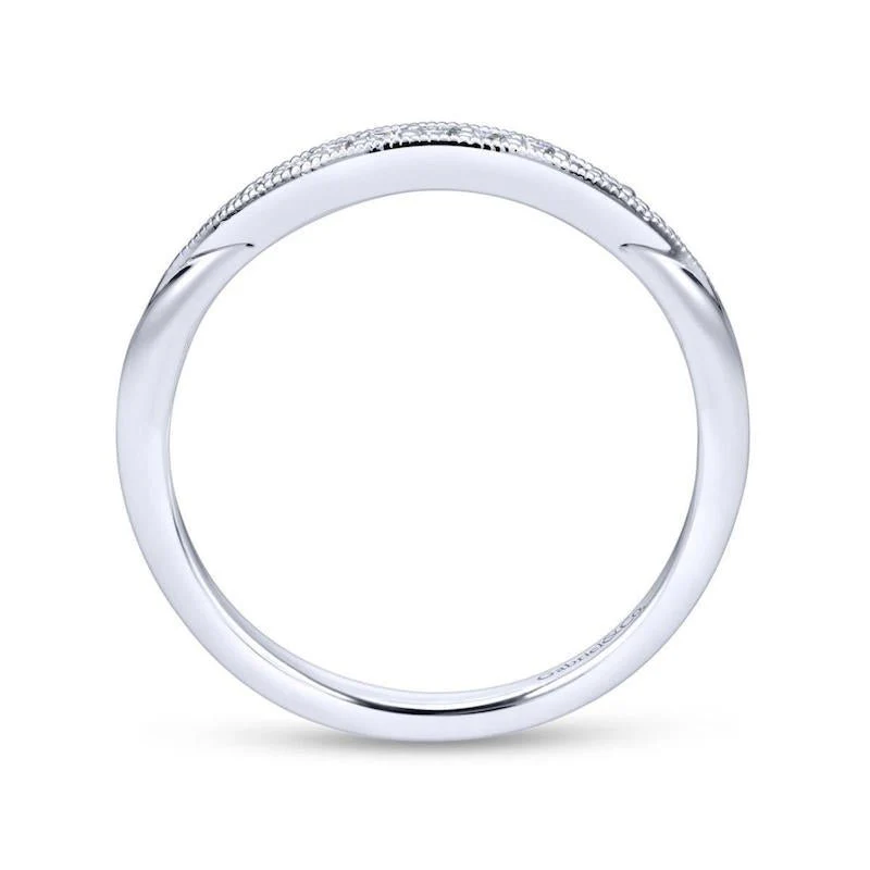 Gabriel & Co. 14k White Gold Contemporary Curved Wedding Band - Image 2