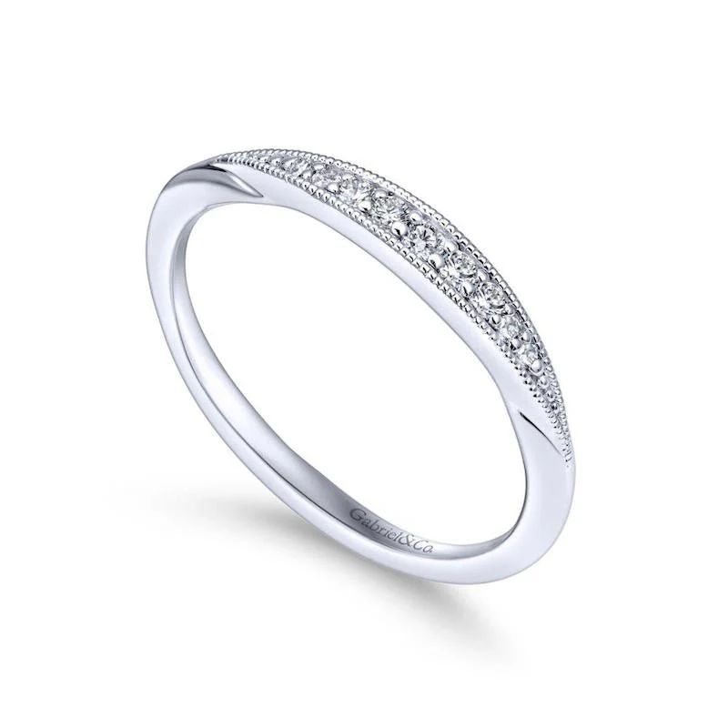 Gabriel & Co. 14k White Gold Contemporary Curved Wedding Band - Image 3